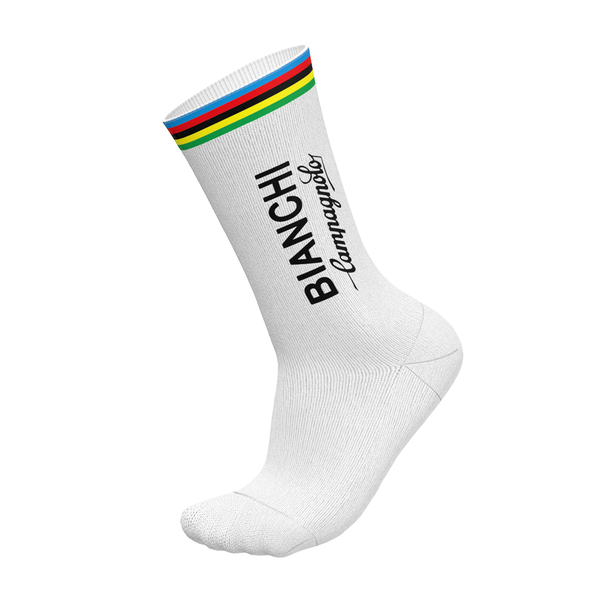 White BIANCHI Stripe Retro Cycling Socks
