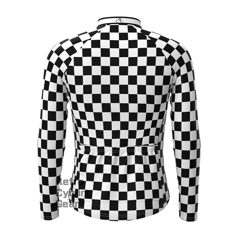 Black and white check Fleece Long Sleeve Jersey