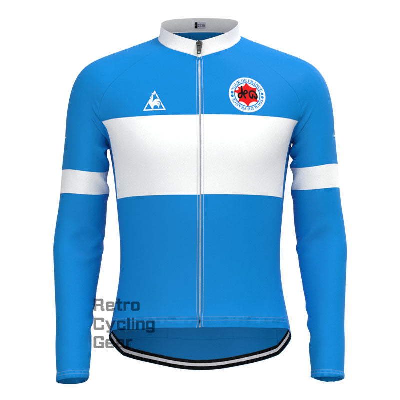 Blaue Fleece-Retro-Radtrikots der Tour de France