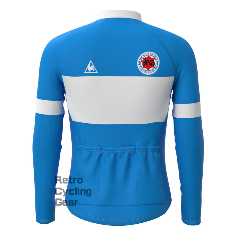 Blaue Fleece-Retro-Radtrikots der Tour de France