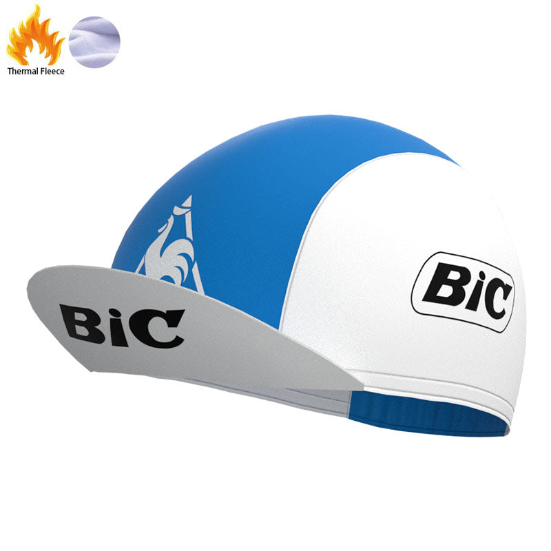 BIC Retro-Radtrikots aus Fleece in Weiß und Blau