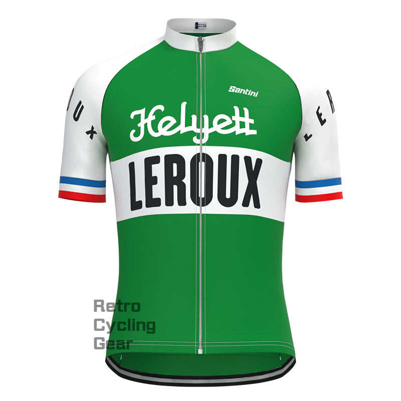 LEROUX Green Retro Long Sleeve Cycling Kit
