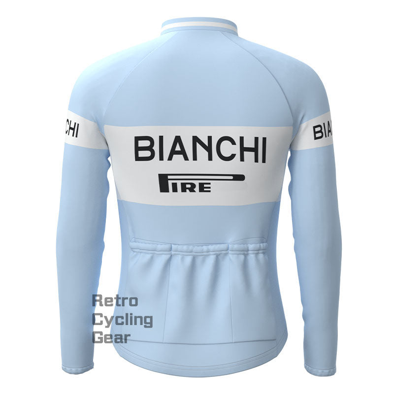 Bianchi Baby blue Fleece Retro Long Sleeves Jerseys