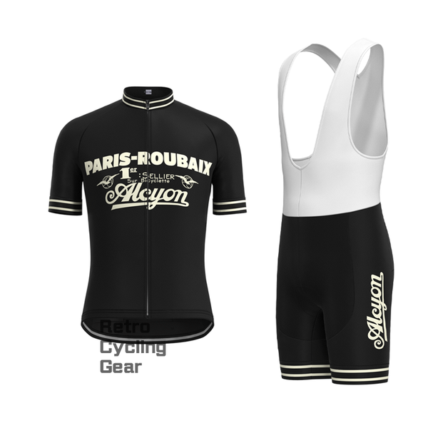 Paris Roubaix Black Retro Short Sleeve Cycling Kit