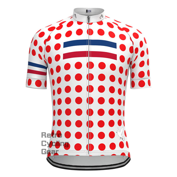 French ride polka dots Short Sleeves Cycling Jersey