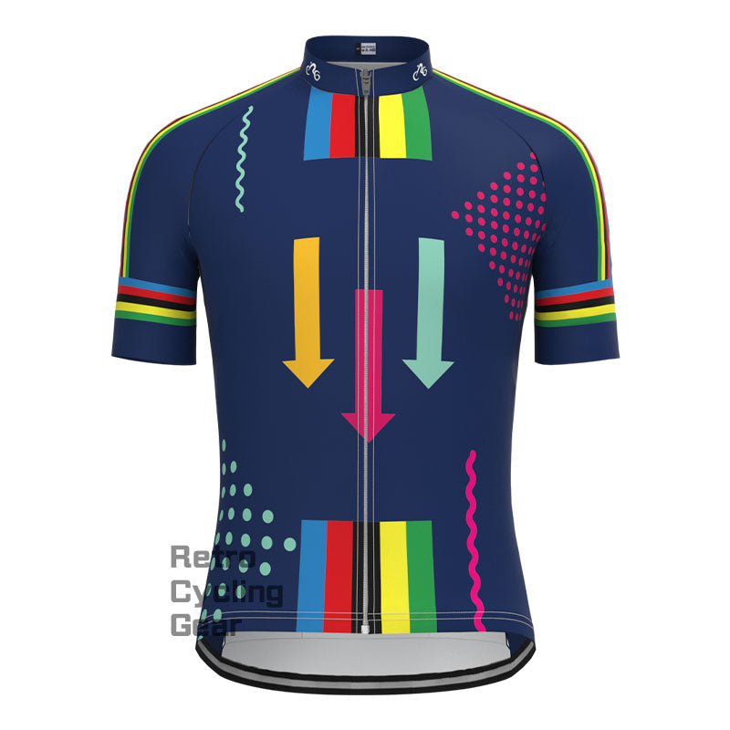 Dark Blue Short Sleeves Cycling Jersey