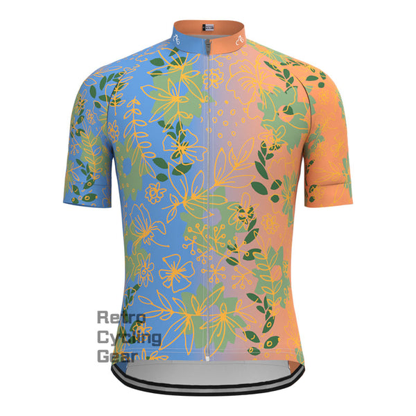 Golden Silk Flower Short Sleeves Cycling Jersey
