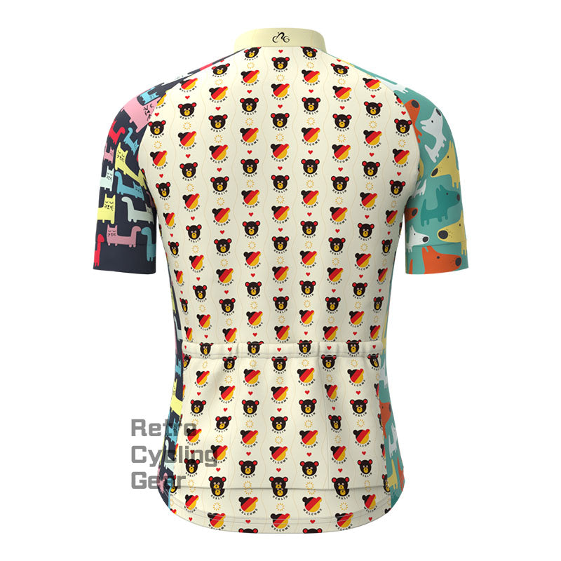 Colorful Bear Dog Cat short sleeve cycling jersey