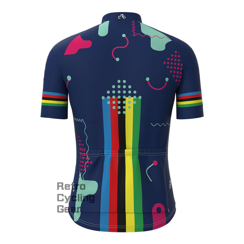 Dark Blue Short Sleeves Cycling Jersey