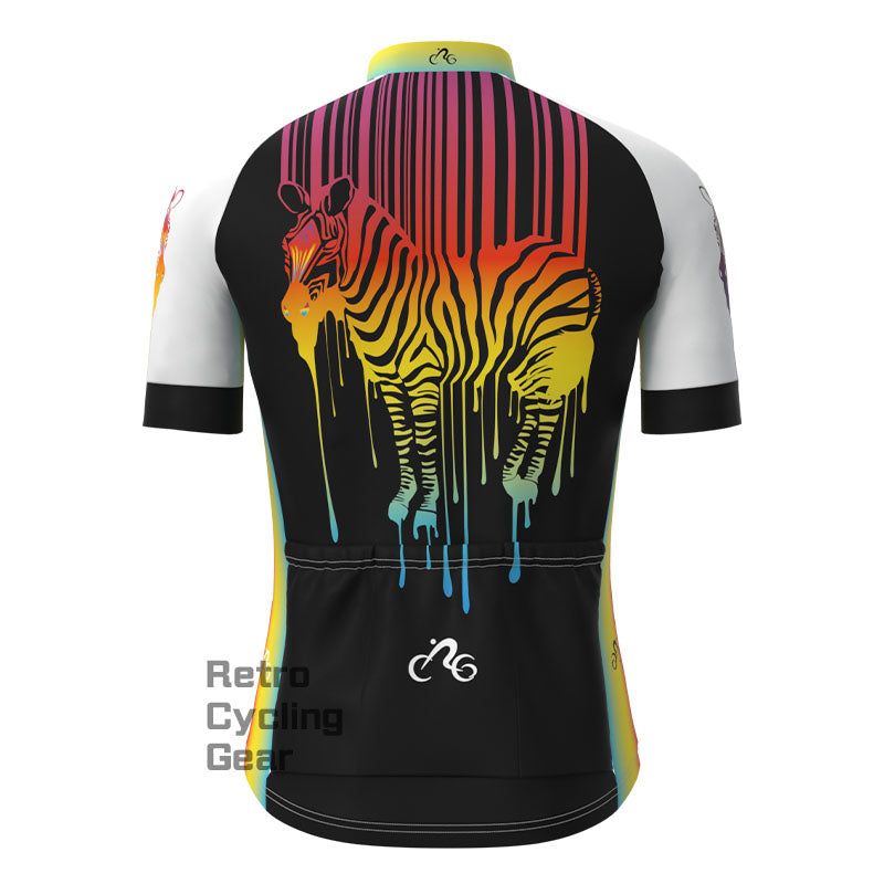 Rainbow Zebra Short Sleeves Cycling Jersey