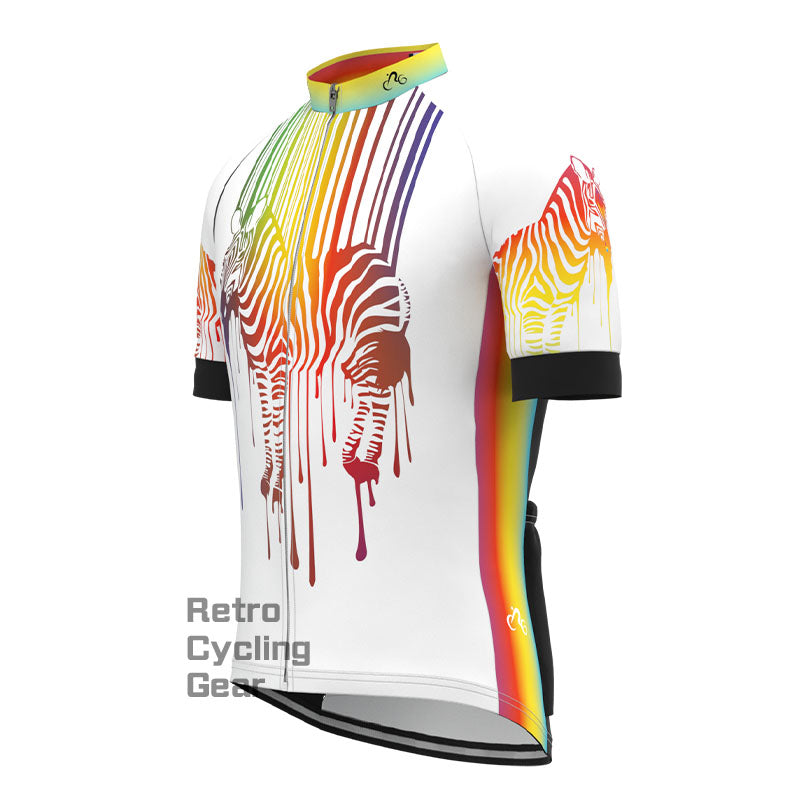 Rainbow Zebra Short Sleeves Cycling Jersey
