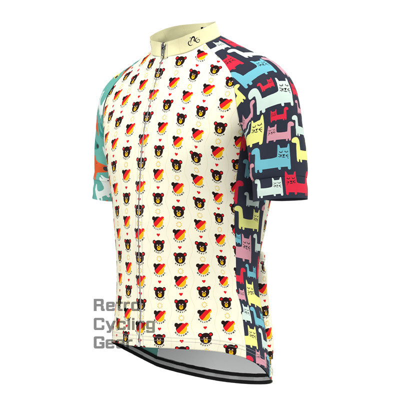 Colorful Bear Dog Cat short sleeve cycling jersey