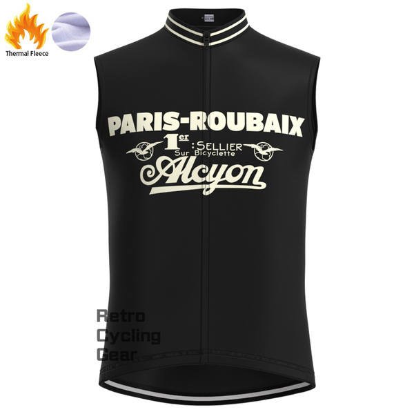 Paris Roubaix Black Fleece Retro Cycling Vest