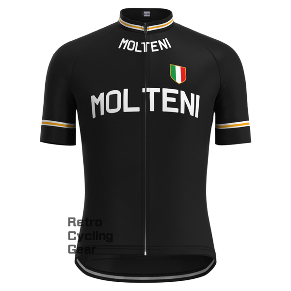 MOLTENI Schwarzes Retro-Trikot mit kurzen Ärmeln