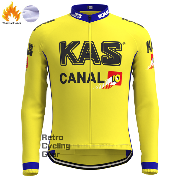 KAS Yellow Fleece Retro Long Sleeves Jerseys