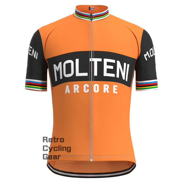 MOLTENI Orange Hvid kortærmet retro cykeltrøje