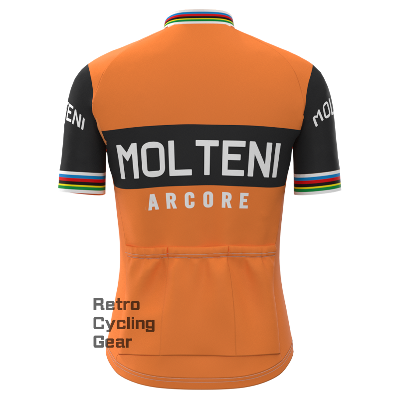 MOLTENI Orange White Short Sleeve Retro Cycling Jersey