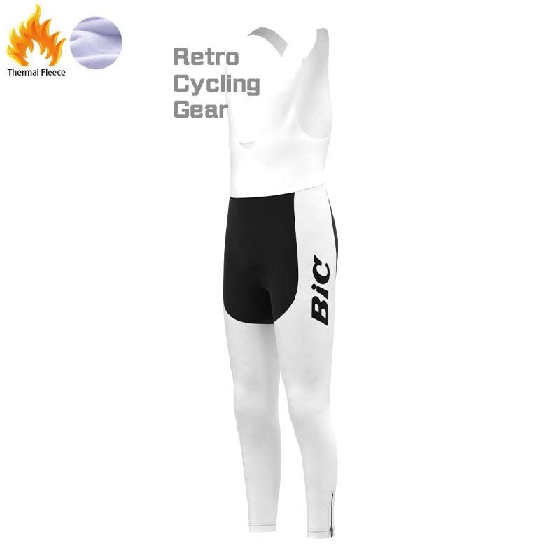BIC Retro-Radtrikots aus Fleece in Weiß und Blau