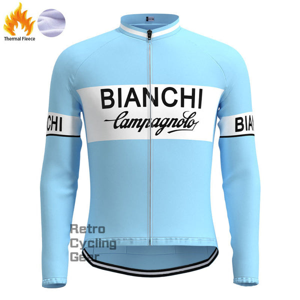 Bianchi Blue Fleece Retro Long Sleeves Jerseys