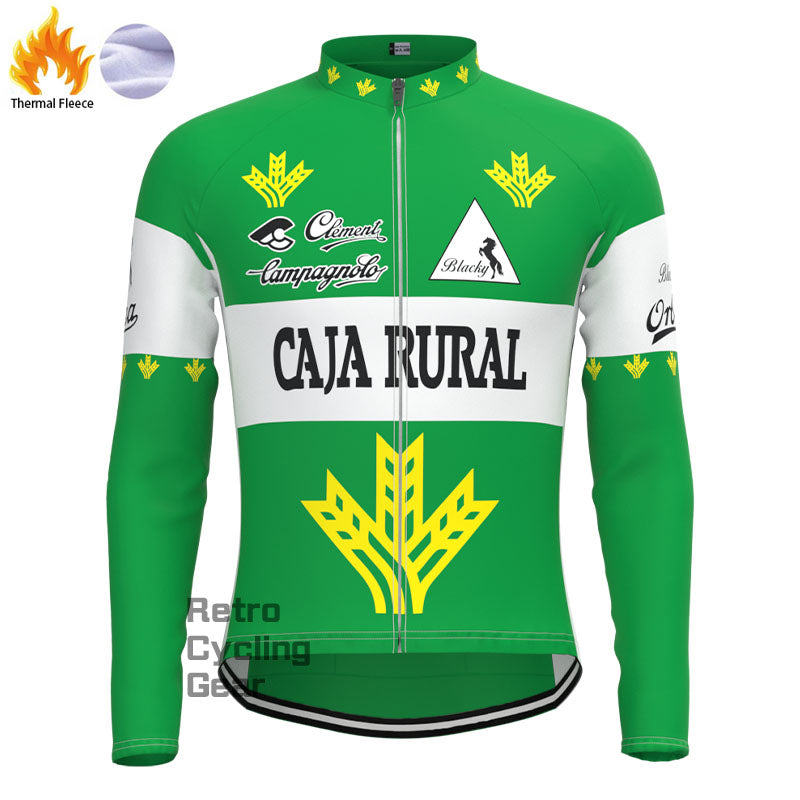 CAIA RURAL Retro-Langarmtrikots aus grünem Fleece