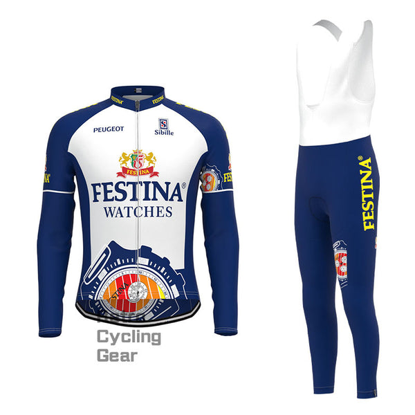 FESTINA Blue Retro Long Sleeve Cycling Kit