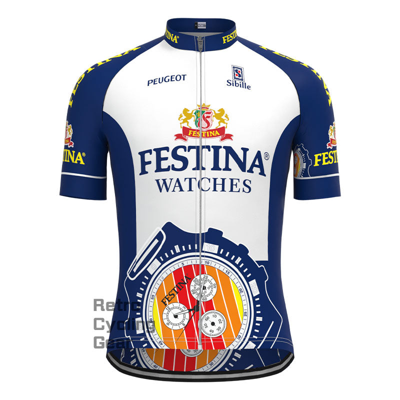 FESTINA Blue Retro Short Sleeve Cycling Kit