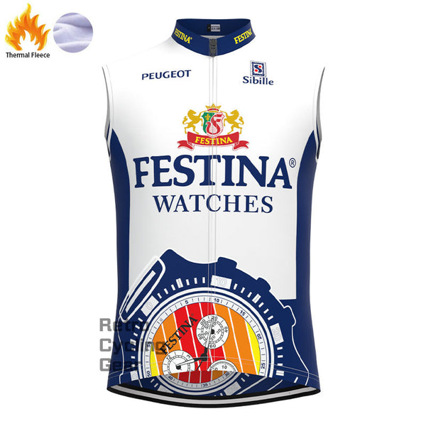 FESTINA Blue Fleece Retro Cycling Vest