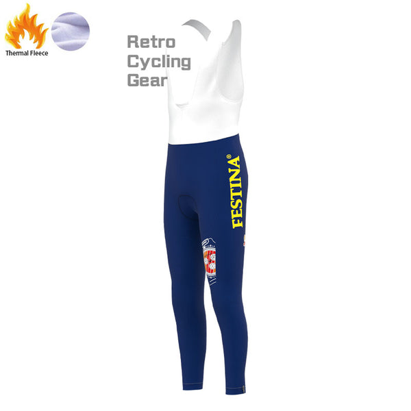 FESTINA Blue Fleece Retro Cycling Pants
