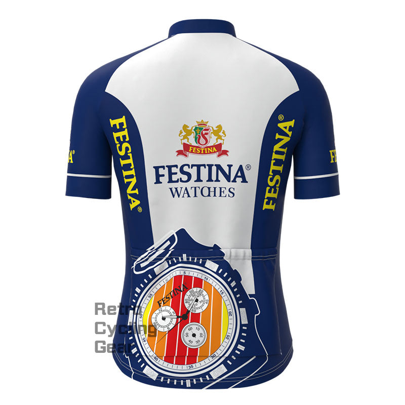 FESTINA Blue Retro Short Sleeve Cycling Kit
