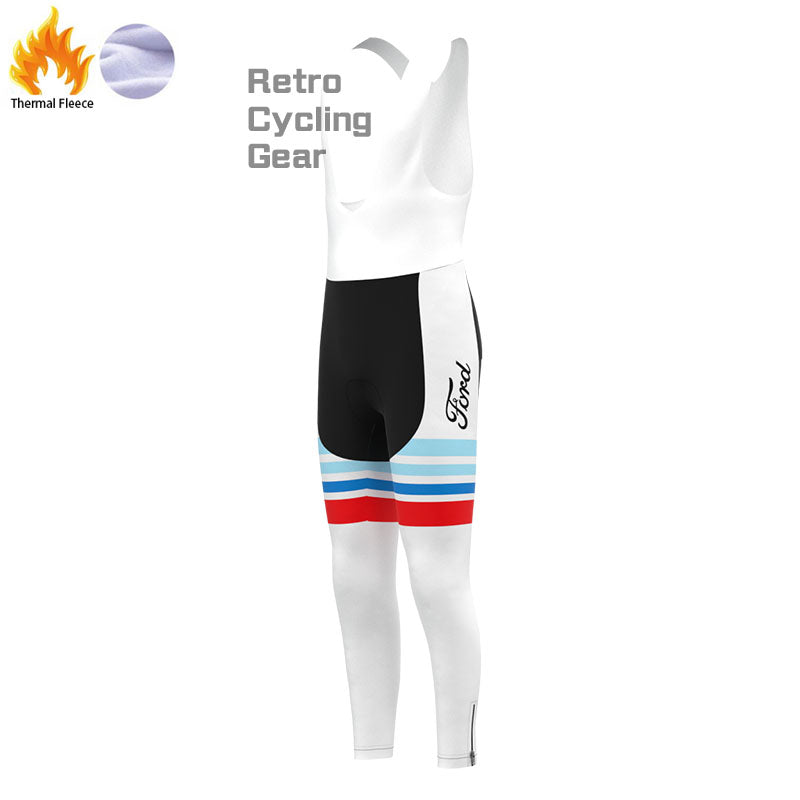 FORD White Blue Fleece Retro Cycling Kits