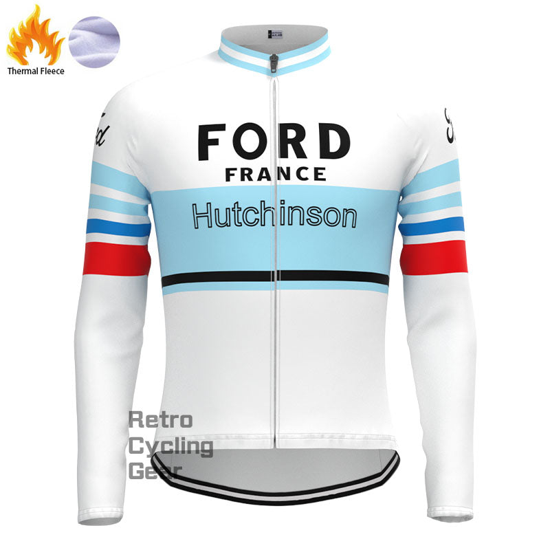 FORD White Blue Fleece Retro Cycling Kits