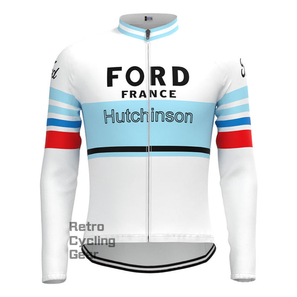 FORD White Blue Retro Long Sleeves Jersey