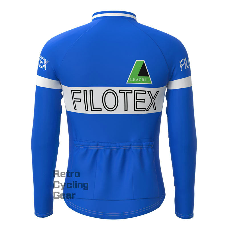 Filotex leuchtend blaue Fleece-Retro-Langarmtrikots – Retro Cycling Gear