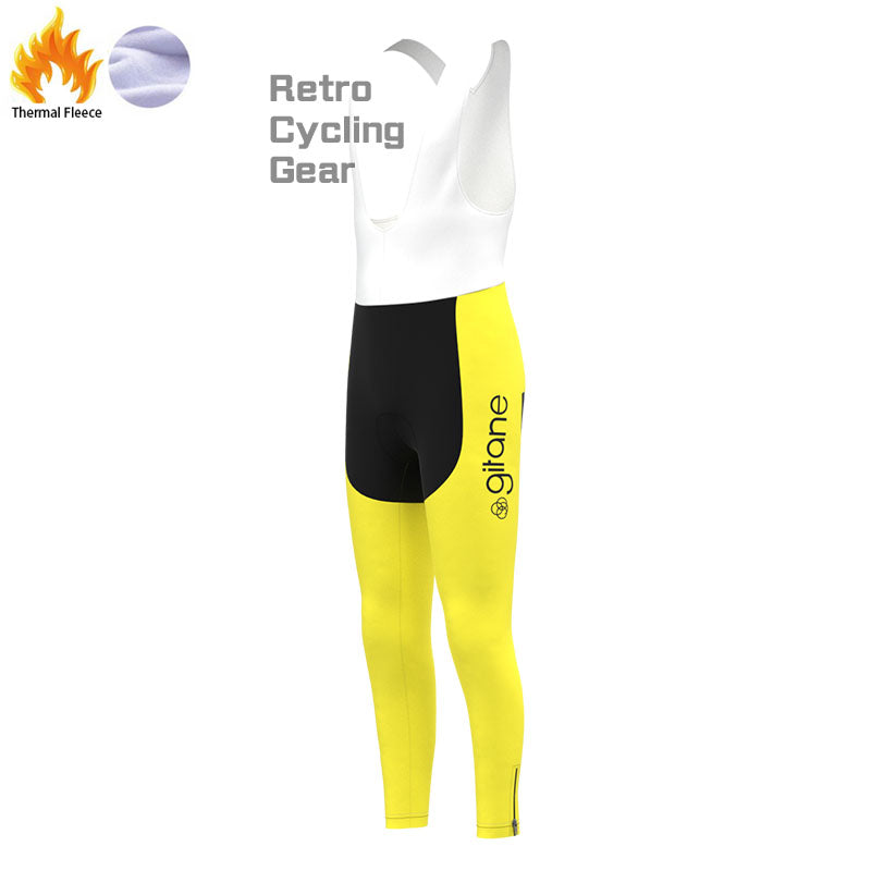 Girane gelbe Fleece-Retro-Radsport-Sets