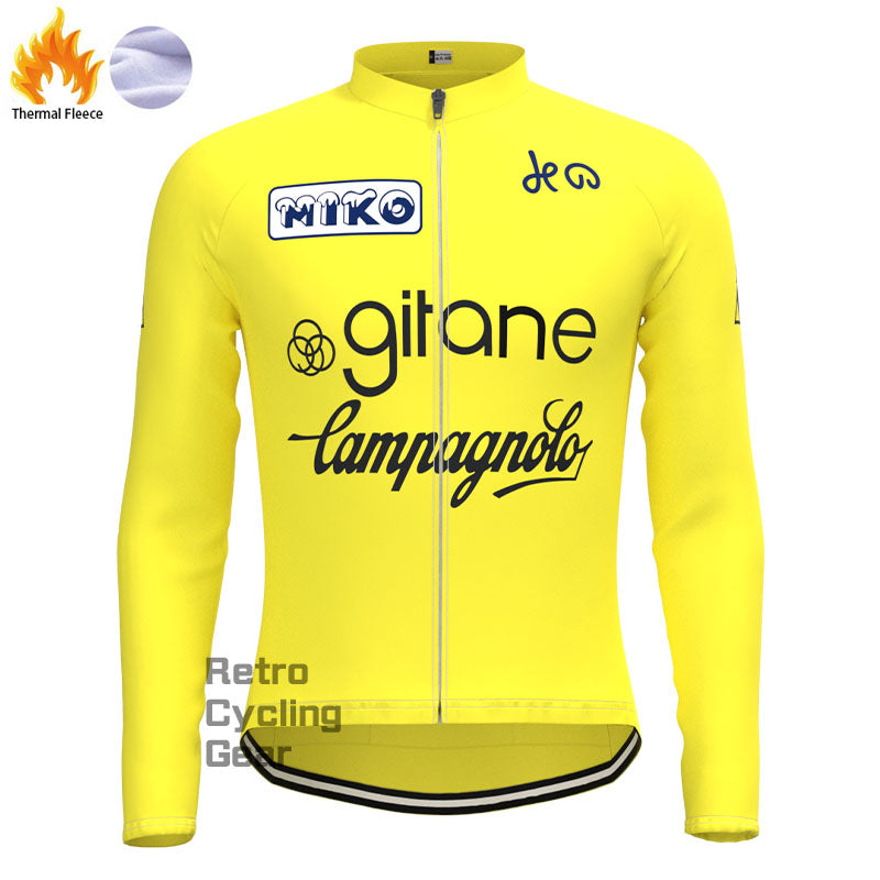 Girane gelbe Fleece-Retro-Radsport-Sets