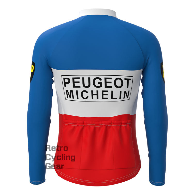 Peugeot Blue-Red Retro Long Sleeves Jersey