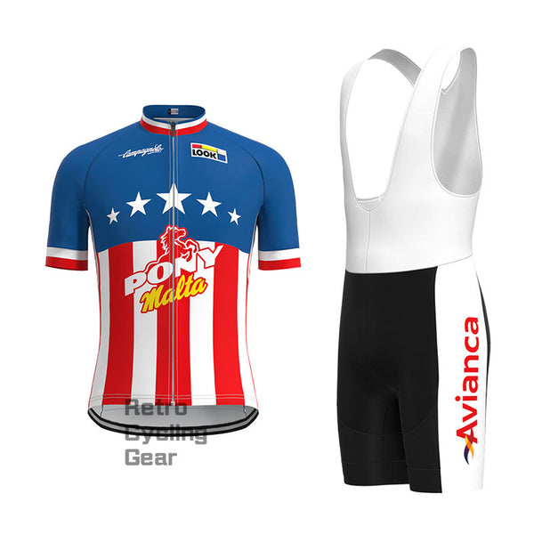 Pony Blue Retro Short Sleeve Cycling Kit