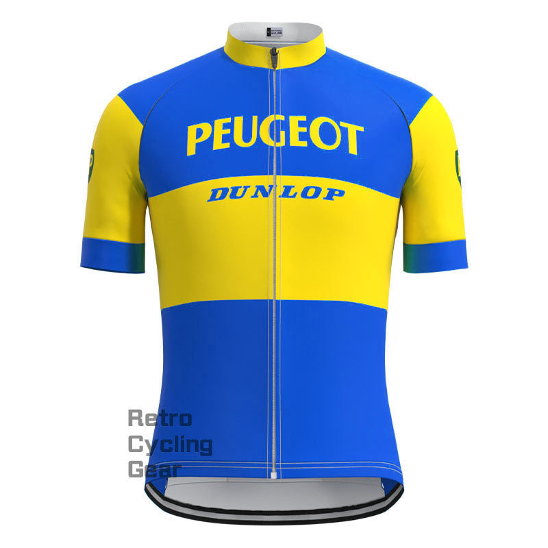 Peugeot Blue-Yellow Retro Short Sleeve Cycling Kit