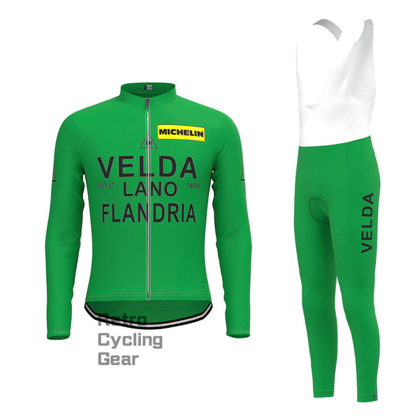 VELDA Green Retro Long Sleeve Cycling Kit