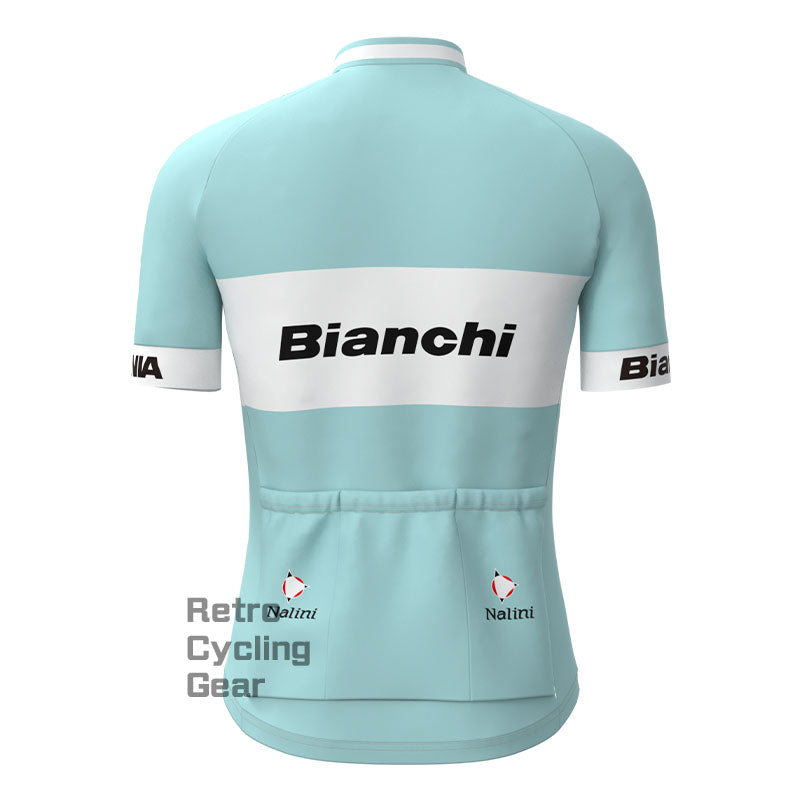 Bianchi Grau-Grünes Retro-Trikot mit kurzen Ärmeln