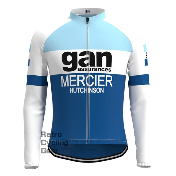 gan Blue Retro Long Sleeves Jersey