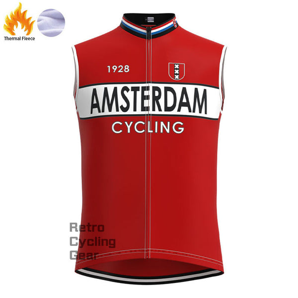 Amsterdam Red Fleece Retro Cycling Vest
