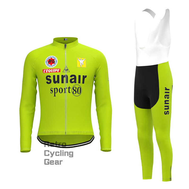 sunair Green Retro Long Sleeve Cycling Kit